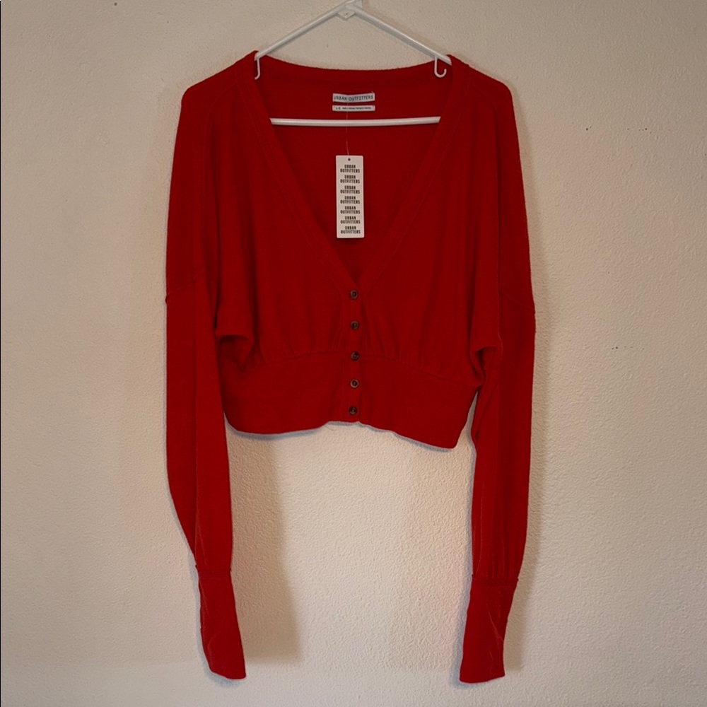 Urban Outfitters Red Button-Up Sweater